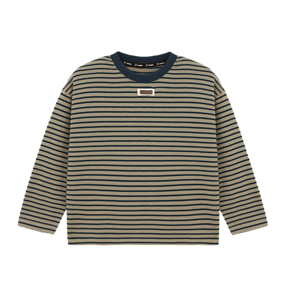 
Paiding children's clothing boys' T-shirt 2026 spring new children's retro striped long-sleeved T-shirt spring style boys cool