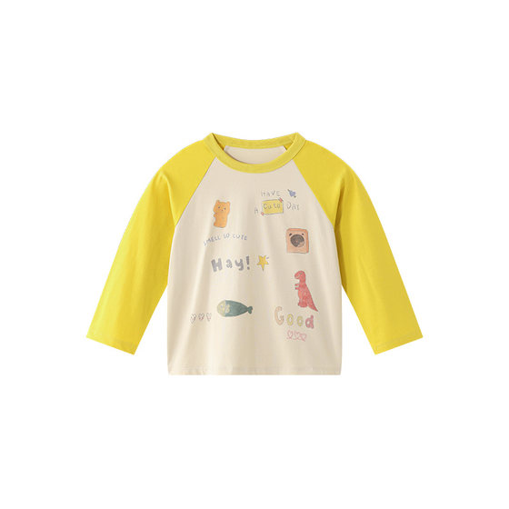 
[Cotton Breathing T-shirt] Borien children's long-sleeved T-shirt 2026 spring new style male and female baby graffiti long-sleeved top