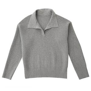 
Waffle old money style POLO collar knitted autumn and winter women's retro casual sweater