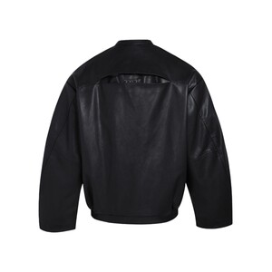 
OUTOF - Model number 95 Three-dimensional silhouette loose leather jacket hardware logo tough guy style jacket men