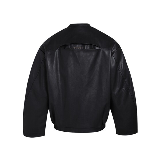 
OUTOF - Model number 95 Three-dimensional silhouette loose leather jacket hardware logo tough guy style jacket men