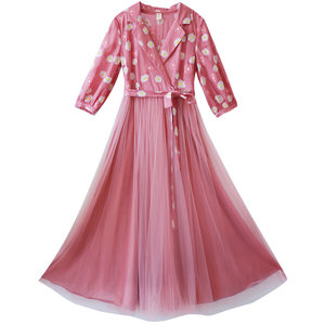 
[Spot] Mesh dress for women in spring and summer 2025 new temperament suit long skirt high waist slim splicing skirt