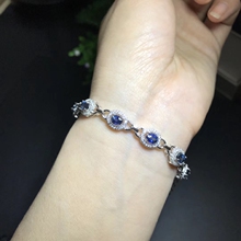 925 Серебро с натуральным сапфиром браслеты цветные драгоценные камни браслеты подарить подруге подарок