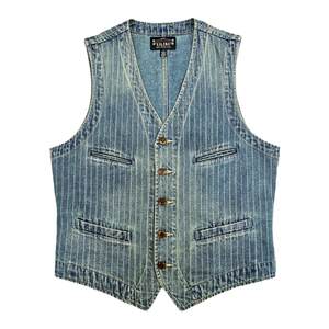 Siliban American retro denim striped vest vest dyeing is old niche wild all -match casual non -rrl
