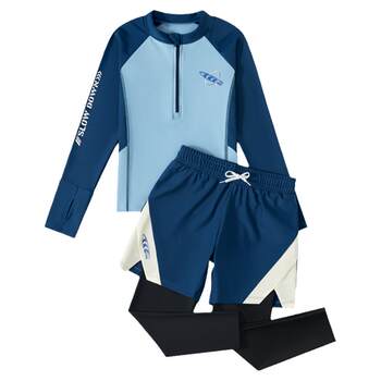 Boys split long -sleeved long -sleeved long -sleeved long -sleeved sun protection hot spring swimsuit
