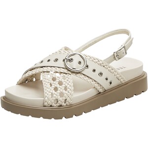 
Tianmeiyi one-word strap sandals retro woven thick-soled sandals women's seaside vacation fashion sandals 2026 summer new style