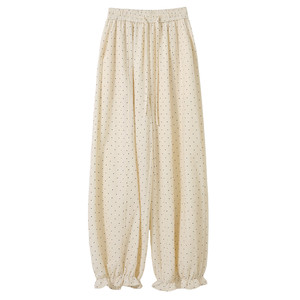 
Cool polka dot flower bud bloomers for women summer thin nine-point harem pants small casual casual leggings trousers