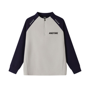 
andtime German velvet warm T-shirt stand collar sports top men's autumn and winter plus velvet long-sleeved running fitness training clothing trendy