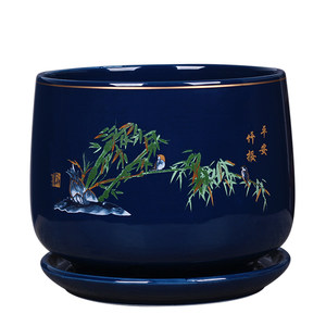 Flower Pot Ceramics with a pallet large household room living room Green Luo gentleman orchid flower pot breeding flowers special basin clear warehouse