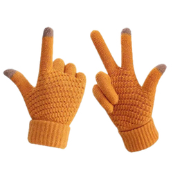 Warm Gloves Autumn And Winter Knitted Thickened Touch Screen Children's Five-finger Cold Protection Supplies Student Writing Anti-freeze Hand Protection
