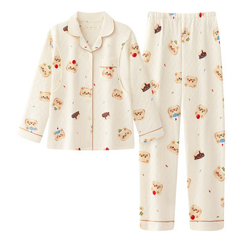 Thickened air cotton confinement clothes for breastfeeding pajamas in autumn and winter