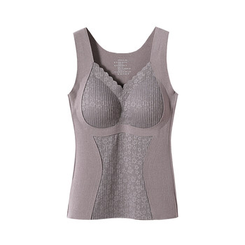 Brushed thermal camisole women's integrated push-up underwear with chest pads for winter plus velvet slim inner wear 2025 new style
