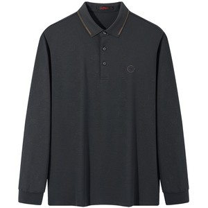 
[Including wool] Seven brand men's polo shirt long sleeves new jacquard full of fashion trendy lapel top