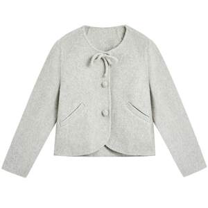 
Zihan short round neck bow woolen coat for women in spring and autumn new sweet casual simple temperament short jacket