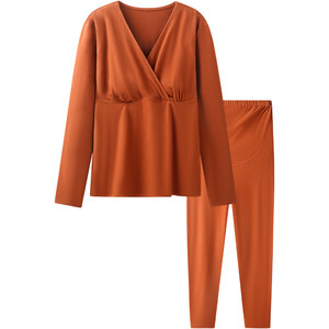 
British pregnant women's autumn clothes, autumn and winter new base shirt, postpartum breastfeeding thermal underwear, light and comfortable confinement clothing