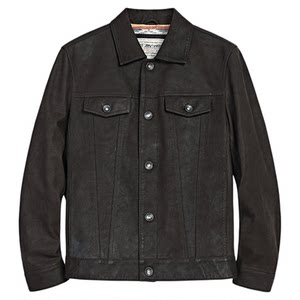 
MCS men's clothing comes from Marlboro's 25 new autumn new lapel rubbed distressed goatskin denim leather jacket