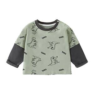 
Boys long-sleeved T-shirt spring baby bottoming shirt boys fake two pieces 2026 new spring and autumn girls versatile tops