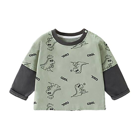 
Boys long-sleeved T-shirt spring baby bottoming shirt boys fake two pieces 2026 new spring and autumn girls versatile tops