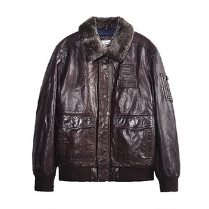 
MCS men's clothing originated from Marlboro autumn and winter new white goose-collar warmth and thick leather jacket jacket for men