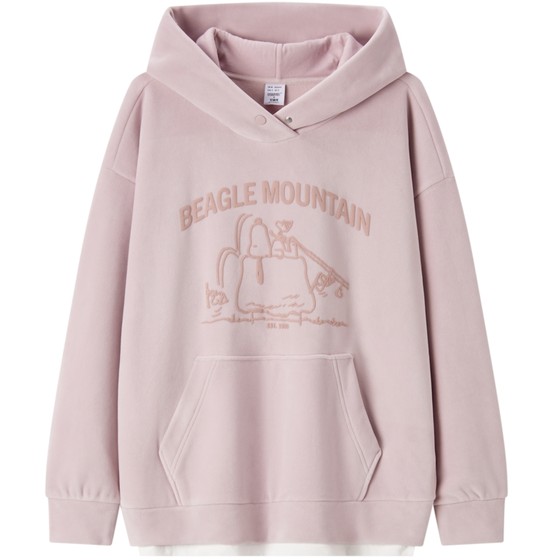 
Semir Snoopy series sweatshirt women's mid-length fake two-piece women's winter jacket fleece hooded top