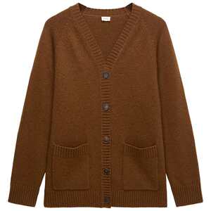 
OCHIRLY 100% wool mid-length knitted jacket cardigan women's temperament top spring style