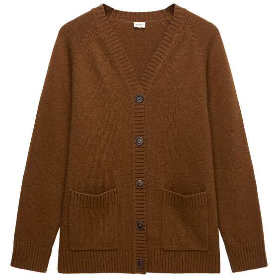 
OCHIRLY 100% wool mid-length knitted jacket cardigan women's temperament top spring style