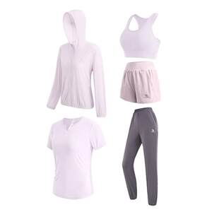 
Camel Outdoor Yoga Wear Set Women's Sun Protection Summer Running Fitness Wear Professional Gym Sportswear Five-piece Set