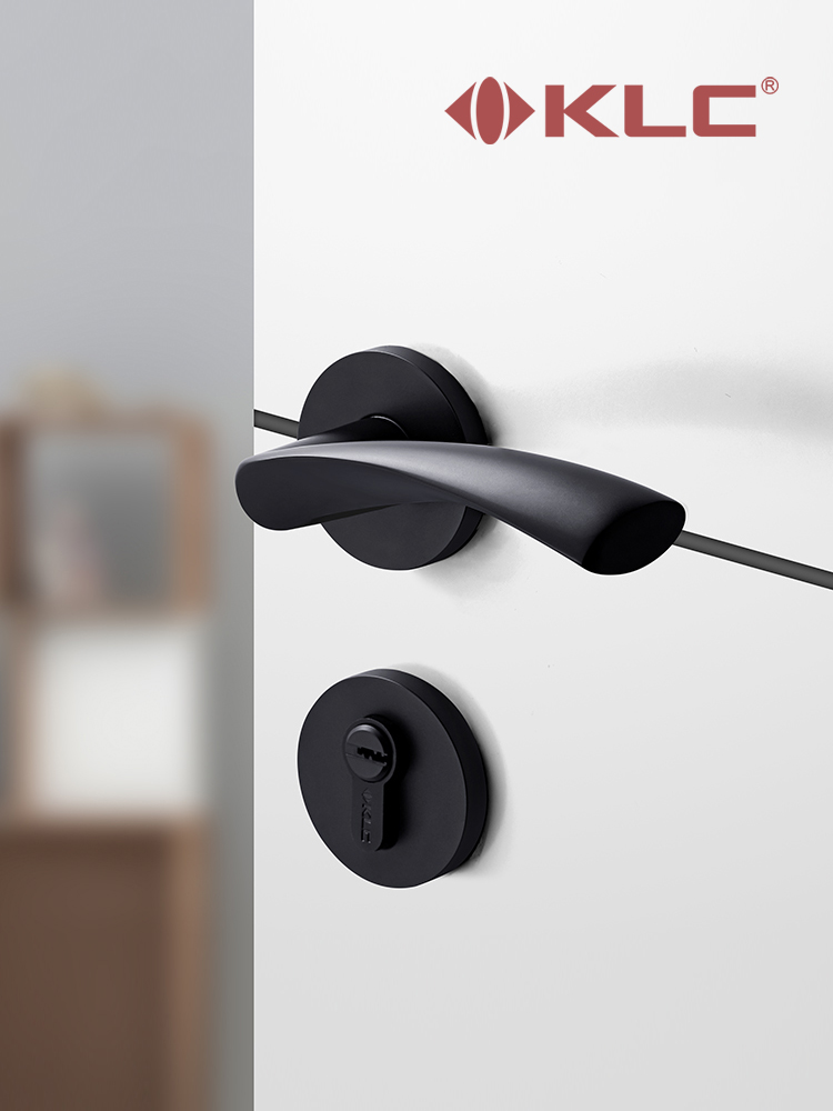 KLC房门锁室内卧室黑色静音卫生间厕所锁体家用木门把锁具通用型