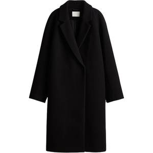 HM women's woolen jacket winter fashion temperament lapel comfortable double-breasted mid-length coat 1159193
