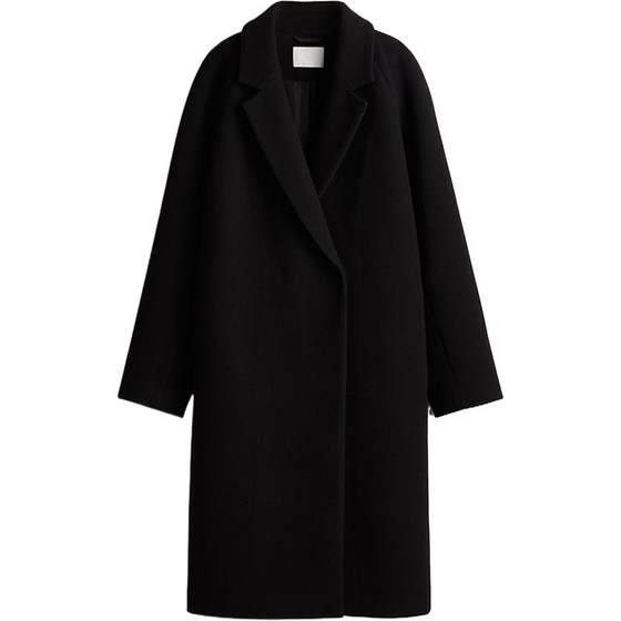 HM women's woolen jacket winter fashion temperament lapel comfortable double-breasted mid-length coat 1159193
