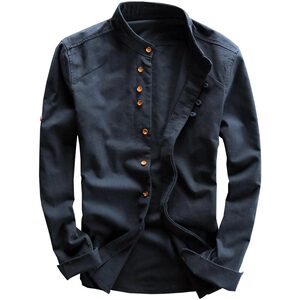 
Caomin linen spring and summer linen long-sleeved stand-collar shirt men's new Chinese style national style cotton and linen shirt jacket casual top