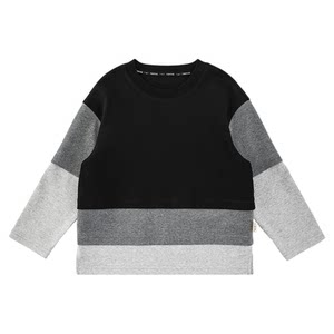 
Youyou Boys 2026 Spring and Autumn New Simple Spliced Long Sleeve Round Neck T-Shirt Loose, Fashionable and Versatile Children's Top