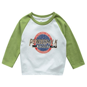 
Clearance children's pure cotton bottoming shirt raglan sleeves color-blocked long-sleeved T-shirt boys' casual versatile spring tops