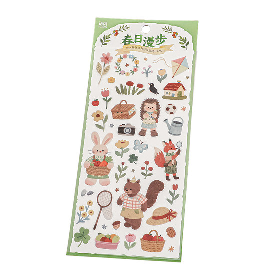 
2 pieces of cute little animal stickers from The Story of Tomorrow, bear, rabbit, kitten, pet wallet material