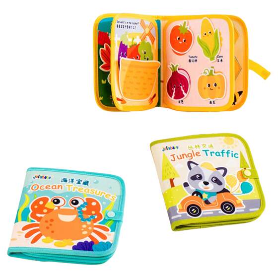 
jollybaby tear-off book baby tear-proof cloth book Velcro hand-tear book quiet book children's early education toys