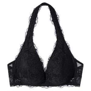 
Yu Shuxin's same style ubras halter neck triangle cup girl bra sexy small breast lace underwear set new style