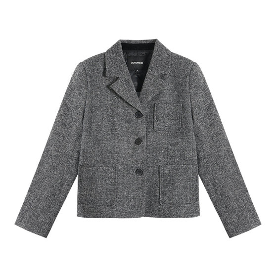 
Pusumede retro short wool jacket for women in autumn and winter new cotton small suit temperament wool top