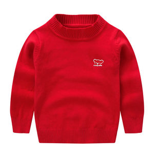 
Pure cotton children's sweater, small and medium-sized children's round neck sweater, velvet thickening, boys and girls baby turtleneck pullover bottoming shirt