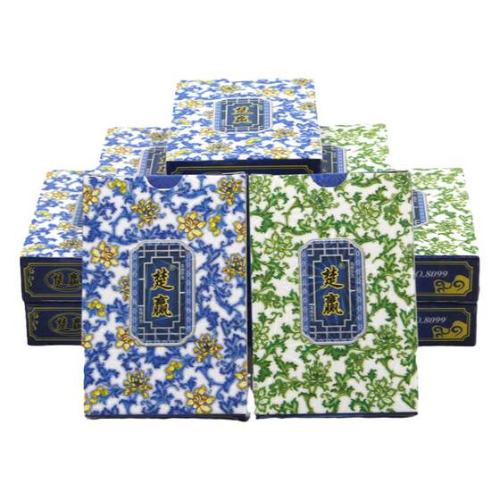 
Plastic playing cards PVC tarp-resistant cloth pattern anti-slip Chuying blue and white porcelain one 10 pairs of hotel chess and card room