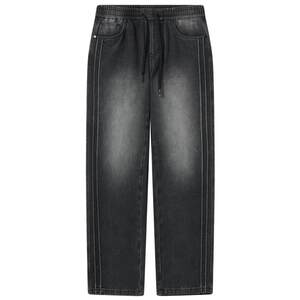 
[Contrast color lines] Carbine texture washed jeans men's 2026 spring new loose straight trousers