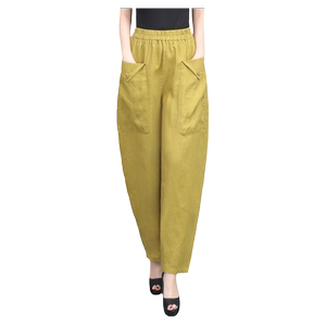 
2026 Spring and Summer New Linen Bloomers Women's Nine Points Small Large Size Loose Casual Harem Pants Cotton and Linen Pants