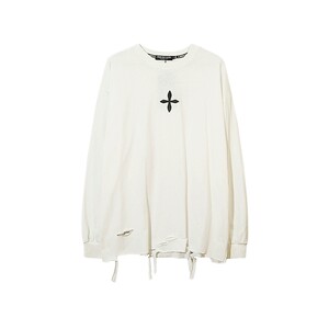 
Wukong has stock, trendy American retro ripped niche bottoming long-sleeved T-shirt for men, retro loose bf all-match top