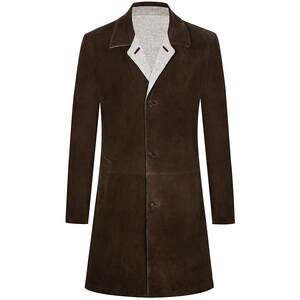 TOMBOLINI East Bolly long leather jacket Men's winter new two sides wearing coffee sheepskin jackets
