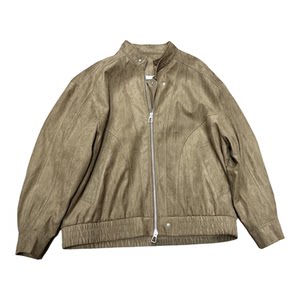 
2026 spring new retro pleated suede stand-collar jacket men's loose and handsome motorcycle leather jacket