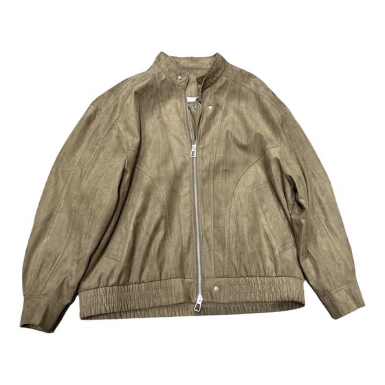 
2026 spring new retro pleated suede stand-collar jacket men's loose and handsome motorcycle leather jacket