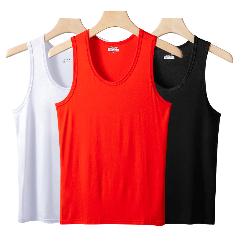 
Red vest men's summer thin modal sleeveless vest sports bottoming sweatshirt American vest year