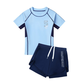 Boys swimsuit anti -embarrassing double -layer swimming trunks
