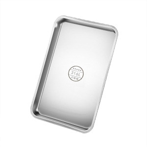 
316 food grade stainless steel thickened flat bottom square plate rectangular tray barbecue plate steamed rice plate braised meat plate flat plate