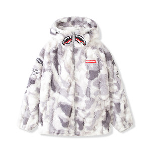 
SprayGround celebrity same style wool cotton jacket for men's jacket for autumn and winter shark mouth for men and women couple plush cotton jacket