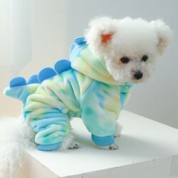 Cat and Dinosaur Costumes Are Popular Pet Clothing, Coral Fleece Thickened Four-Legged Transformation Outfits Collection